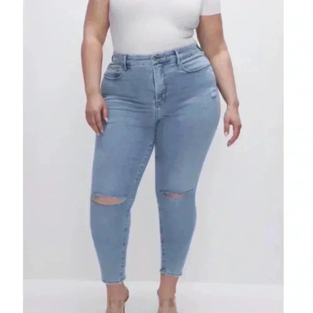 Good american GOOD WAIST SKINNY CROPPED JEANs size 32 plus
